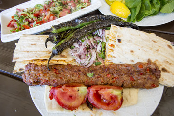 Traditional delicious Turkish food; Adana kebab
