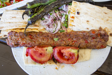 Traditional delicious Turkish food; Adana kebab