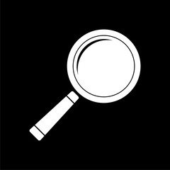 Search icon, Magnifying glass on dark background