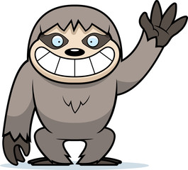 Cartoon Sloth Waving