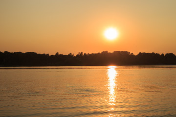 Golden sunset over the river