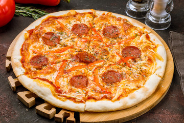 Pepperoni pizza on plate