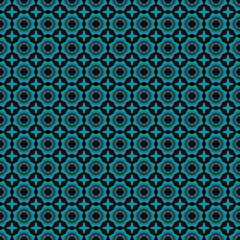 Blue-green geometric background in traditional tile style. Design for printing on fabric, paper, wrapper. Seamless pattern.