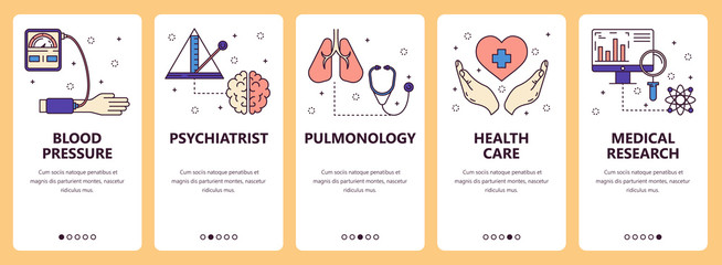 Naklejka premium Vector line art web and mobile app template set