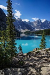 Fototapeta na wymiar The view of Moraine Lake in Banff National Park