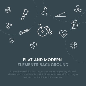 health, science, valentine, beauty and cosmetics outline vector icons and elements background concept on dark background.Multipurpose use on websites, presentations, brochures and more.