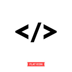 Obraz premium Code vector icon, arrow symbol. Flat sign illustration for web or mobile app