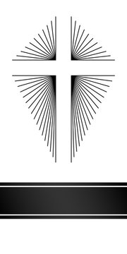 Mourning Card Cross Lines Banner