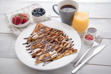french toast with banana and chocolate