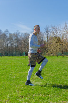 male sportswear summer training in the Park