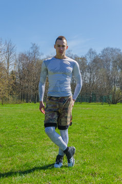 male sportswear summer training in the Park
