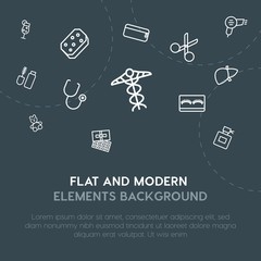 health, science, valentine, beauty and cosmetics outline vector icons and elements background concept on dark background.Multipurpose use on websites, presentations, brochures and more.