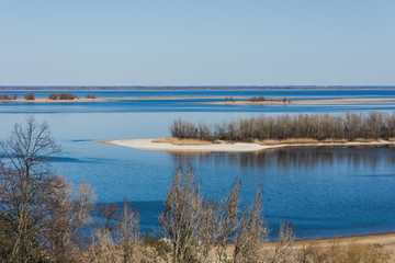 Beautiful sand islands on the river.Amazing landscape.