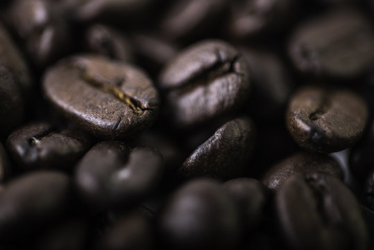 Roasted coffe beans, macro. © Evgenia Parajanian