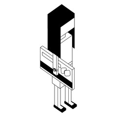 woman with credit card isometric icon vector illustration design