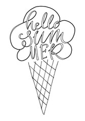 Hello summer lattering composition