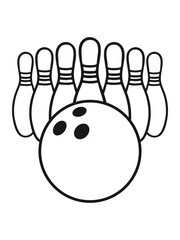 strike bowlingkugel reihe treffer bowling pins umwerfen sport verein team crew punkte spaß kugel bahn