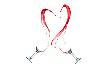 Red wine splash over withe background