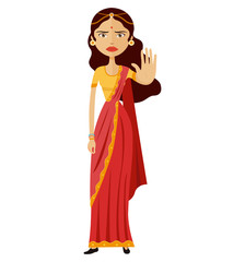 Indian woman showing stop gesture with hand isolated on white background vector