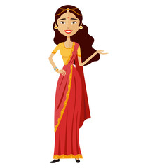 Indian businesswoman presents something vector flat 