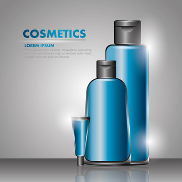 cosmetics shampoo grl tube cream gray background vector illustration
