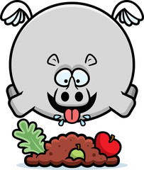 Obraz na płótnie Canvas Cartoon Rhino Eating
