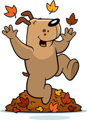 Cartoon Dog Autumn