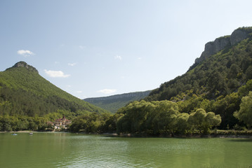 Crimea. The lake near the mountain Mangup