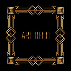 elegant antiquarian frame in art deco style filigree ornament vector illustration