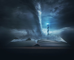 Obraz premium Lighthouse and Tornado