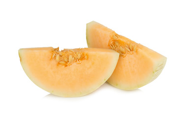 melon(sunlady) slice. half. isolated on white background