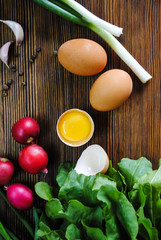 Eggs and vegetables on the table