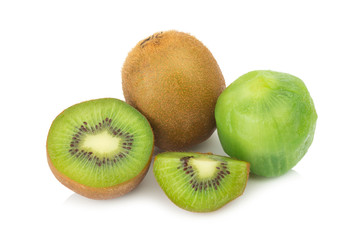 Fototapeta premium kiwi fruit half sliced isolated on white background