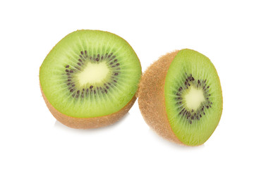 Naklejka na ściany i meble kiwi fruit half sliced isolated on white background
