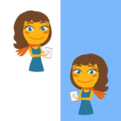 Back to school. Vector Smiling cartoon teacher and lettering inscription.