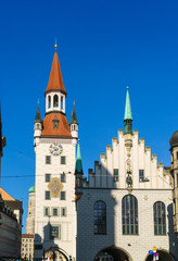 Obraz premium Wall clock with zodiac signs on Altes Rathaus, Munich, Germany