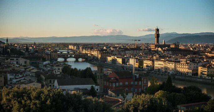 Florence Italy evening time lapse from Piazza Michaelangelo
