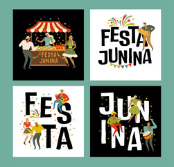 Tent Festa Junina Brazilian Apple Candy. June Party Festival. Vector Illustration.