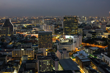 Fototapeta na wymiar Top view of Bangkok on sunset