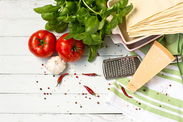 Italian cuisine is lasagna. products for lasagna