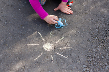 Chalk drawing schoolgirl