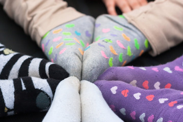 Kids feet in socks