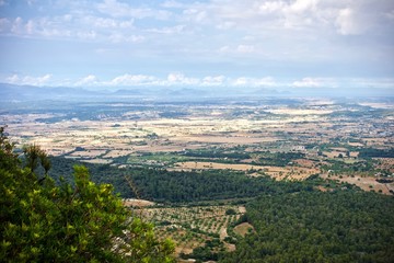 Obraz premium Aerial view from Santuari de Curaoutdoors, Mallorca, Spain