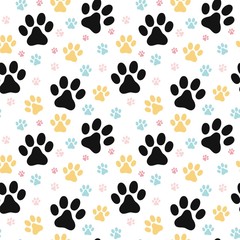 Dog paw print seamless pattern