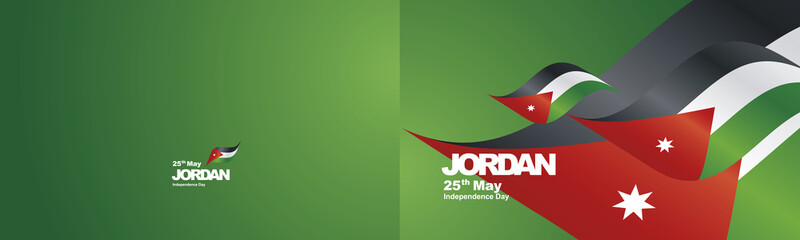 Independence Day Jordan flag ribbon two fold landscape background