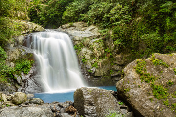Waterfall in Forrest with rocks