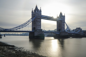 Fototapeta na wymiar Financial District of London and the Tower Bridge.