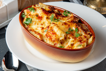 Pasta Bechamel and cheese mozzarella