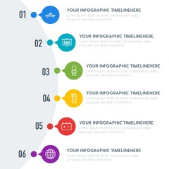Flat business, transports, hotel infographic timeline template with 7 options for presentations, advertising, annual reports