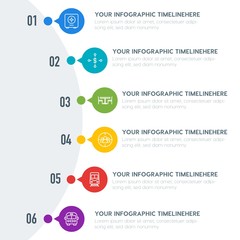 Flat business, transports, hotel infographic timeline template with 7 options for presentations, advertising, annual reports